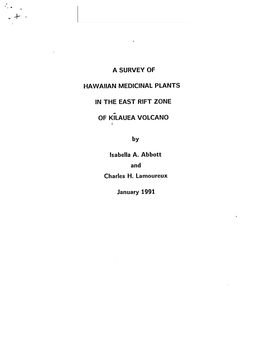 A Survey of Hawaiian Medicinal Plants in the East Rift Zone Of