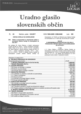 Odlok O Odvajanju in Čiščenju Komunalne Odpadne Ter Padavinske Vode Na Območju Občine Cerklje Na Gorenjskem