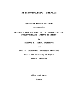 Psychoanalytic Therapy