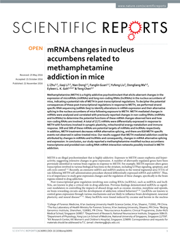 Mrna Changes in Nucleus Accumbens Related To