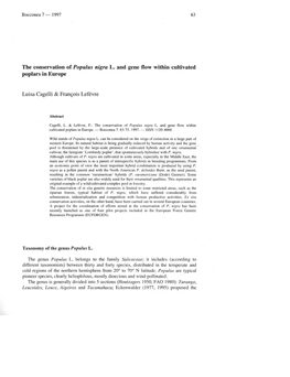 The Conservation of Populus Nigra L.And Gene Flow Within Cultivated Poplars in Europe Luisa Cagelli & François Lefèvre