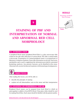 9 Staining of Pbf and Interpretation of Normal and Abnormal Red Cell Morphology