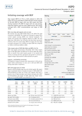 Initiating Coverage with BUY Rating BUY