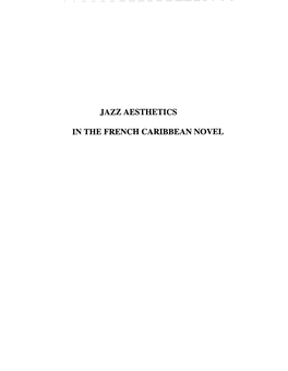 Jazz Aesthetics in the French Caribbean Novel