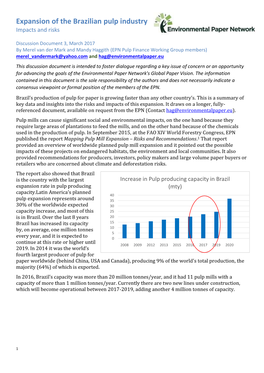 Expansion of the Brazilian Pulp Industry Impacts and Risks