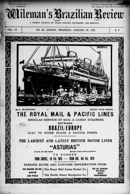 THE ROYAL MAIL & PACIFIC LINES BRAZIL/EÜROPE I.ASTURIAS**