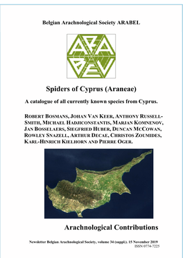 Spiders of Cyprus (Araneae) Arachnological Contributions