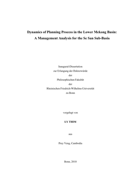 Dynamics of Planning Process in the Lower Mekong Basin: a Management Analysis for the Se San Sub-Basin