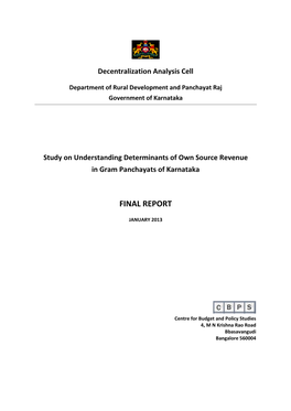 Understanding Determinants of Gram Panchayats Own Source Revenues