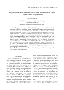 Digeneans Parasitic in Freshwater Fishes (Osteichthyes) of Japan X