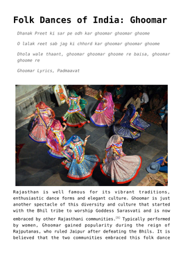Folk Dances of India: Ghoomar
