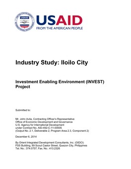 Industry Study: Iloilo City
