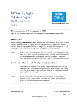 Talk About English the Reading Group Part 8