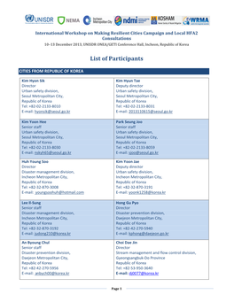 List of Participants