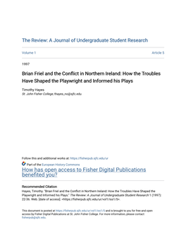Brian Friel and the Conflict in Northern Ireland: How the Troubles Have Shaped the Playwright and Informed His Plays