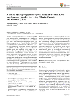 A Unified Hydrogeological Conceptual Model of the Milk River Transboundary Aquifer, Traversing Alberta (Canada) and Montana (USA)