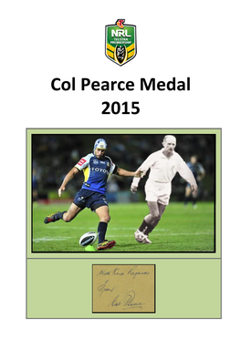Col Pearce Medal 2015