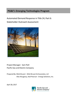 PG&E's Emerging Technologies Program