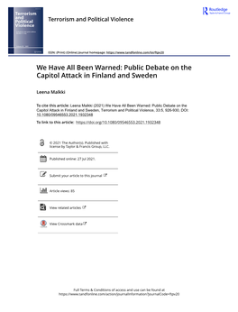 Public Debate on the Capitol Attack in Finland and Sweden