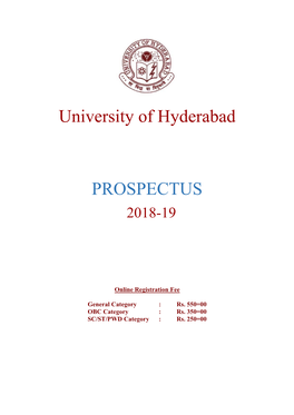 University of Hyderabad PROSPECTUS