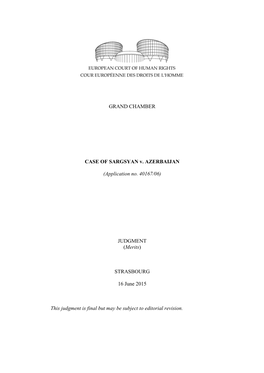 GRAND CHAMBER CASE of SARGSYAN V. AZERBAIJAN