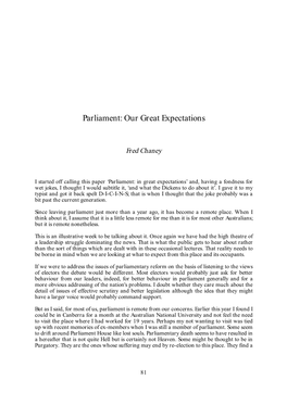 Parliament: Our Great Expectations