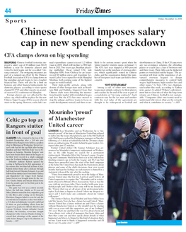 Chinese Football Imposes Salary Cap in New Spending Crackdown CFA Clamps Down on Big Spending