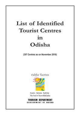 Identified Tourist Centre in Odisha