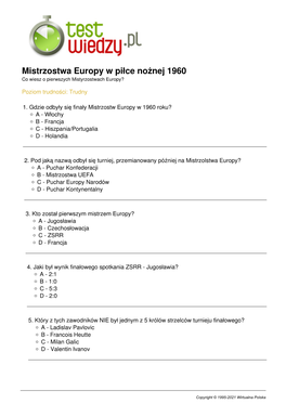 Mistrzostwa Europy W Piłce Nożnej 1960 Co Wiesz O Pierwszych Mistyrzostwach Europy?