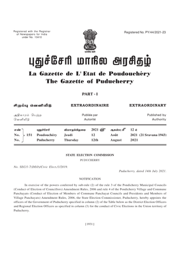 000-PART-I No. 000 Dated 00-07-2021 State Election