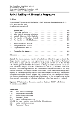 Radical Stability—A Theoretical Perspective