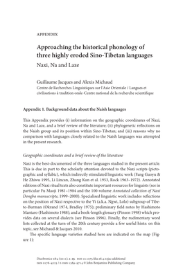 Approaching the Historical Phonology of Three Highly Eroded Sino-Tibetan Languages Naxi, Na and Laze