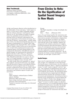 From Circles to Nets: on the Signification of Spatial Sound Imagery in New Music