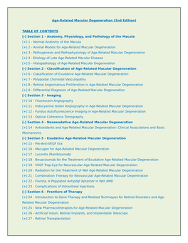 Age-Related Macular Degeneration (2Nd Edition) TABLE of CONTENTS [-] Section 1