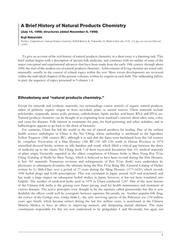 A Brief History of Natural Products Chemistry