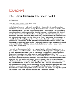 The Kevin Eastman Interview Part I