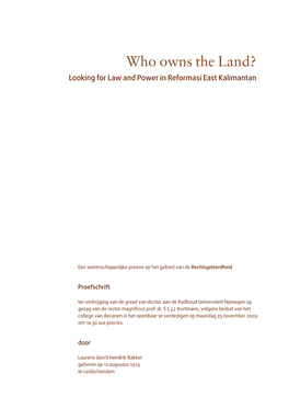 Who Owns the Land? Looking for Law and Power in Reformasi East Kalimantan