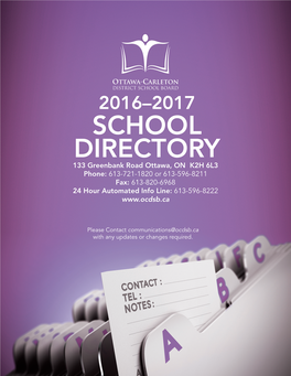 School & Staff Directory January 2017 Update Version 2