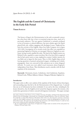 The English and the Control of Christianity in the Early Edo Period