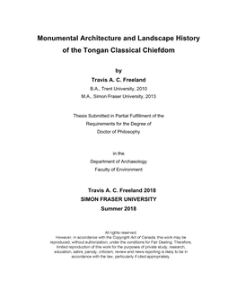 Monumental Architecture and Landscape History of the Tongan Classical Chiefdom