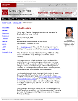 Miles Hewstone | Mershon Center for International Security Studies | the Ohio State University