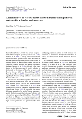 A Scientific Note on Nosema Bombi Infection Intensity Among Different