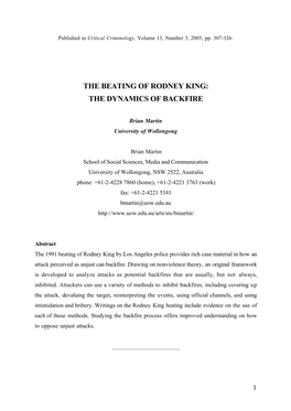 The Beating of Rodney King: the Dynamics of Backfire