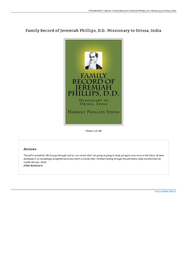 Read Book # Family Record of Jeremiah Phillips, DD