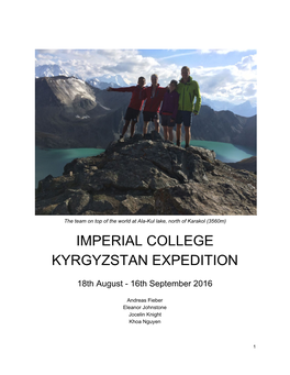 Imperial College Kyrgyzstan Expedition