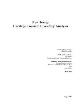 New Jersey Heritage Tourism Inventory Analysis