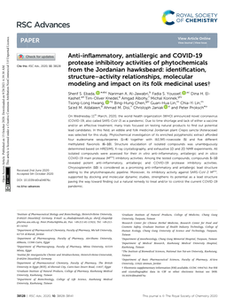 Anti-Inflammatory, Antiallergic and COVID-19 Protease Inhibitory