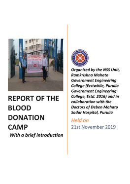 Report of the Blood Donation Camp