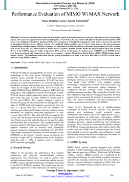 Performance Evaluation of MIMO Wi MAX Network