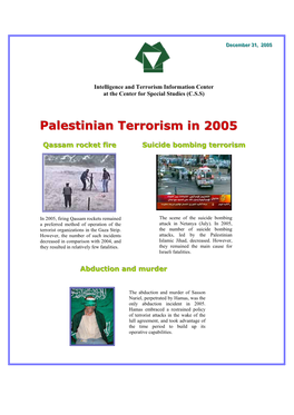 Palestinian Terrorism in 2005 B